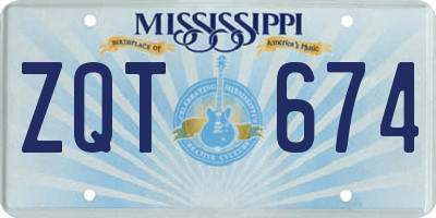 MS license plate ZQT674