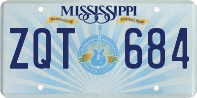 MS license plate ZQT684
