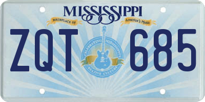 MS license plate ZQT685