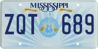 MS license plate ZQT689