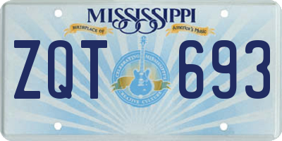 MS license plate ZQT693