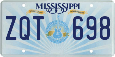 MS license plate ZQT698