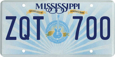 MS license plate ZQT700