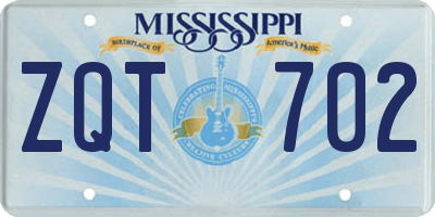 MS license plate ZQT702
