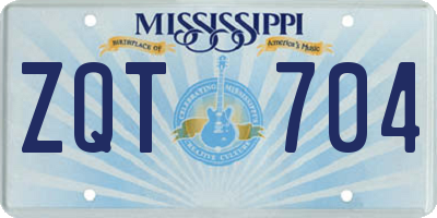MS license plate ZQT704