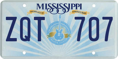 MS license plate ZQT707