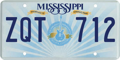 MS license plate ZQT712