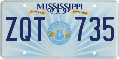 MS license plate ZQT735