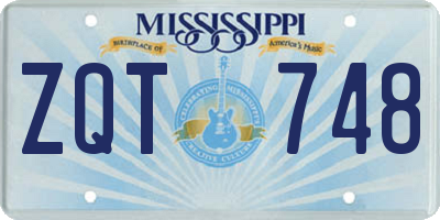 MS license plate ZQT748