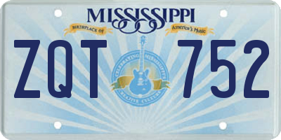 MS license plate ZQT752