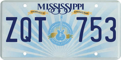 MS license plate ZQT753