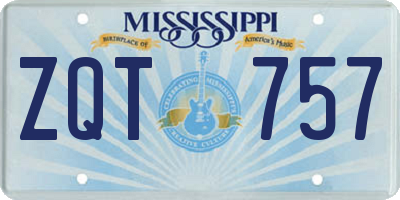 MS license plate ZQT757
