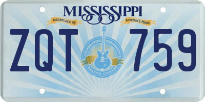 MS license plate ZQT759