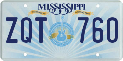 MS license plate ZQT760