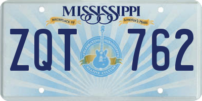 MS license plate ZQT762