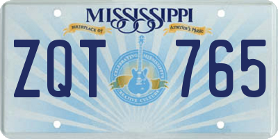 MS license plate ZQT765