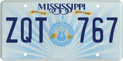 MS license plate ZQT767