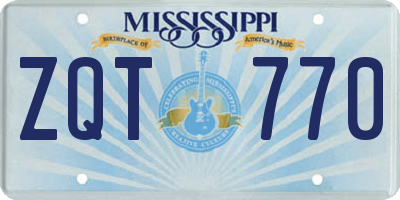 MS license plate ZQT770