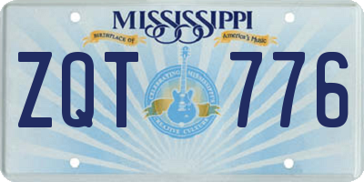 MS license plate ZQT776