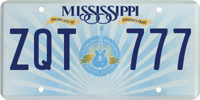 MS license plate ZQT777