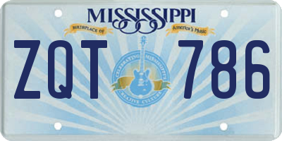 MS license plate ZQT786