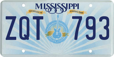 MS license plate ZQT793