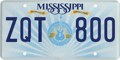 MS license plate ZQT800