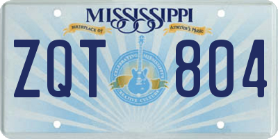 MS license plate ZQT804
