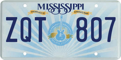 MS license plate ZQT807