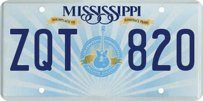 MS license plate ZQT820