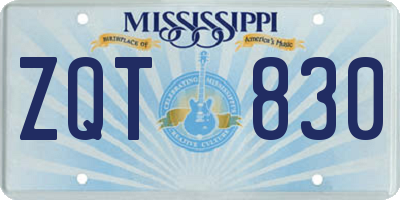 MS license plate ZQT830