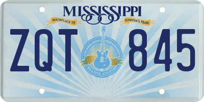 MS license plate ZQT845