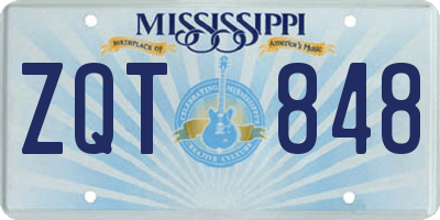 MS license plate ZQT848