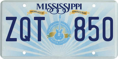 MS license plate ZQT850