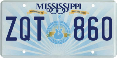 MS license plate ZQT860