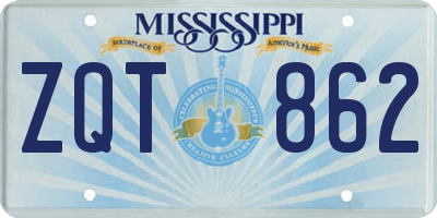 MS license plate ZQT862