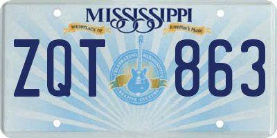 MS license plate ZQT863