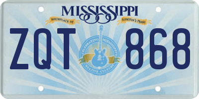 MS license plate ZQT868