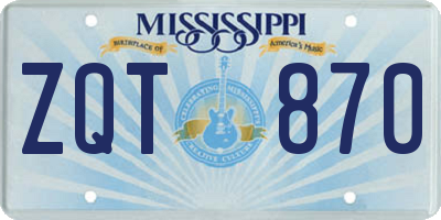 MS license plate ZQT870
