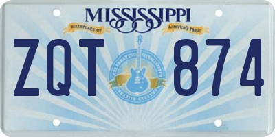 MS license plate ZQT874