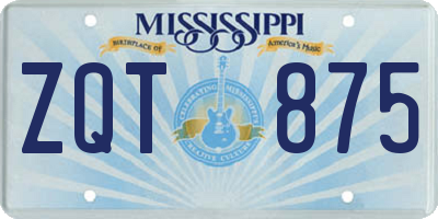 MS license plate ZQT875