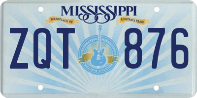 MS license plate ZQT876