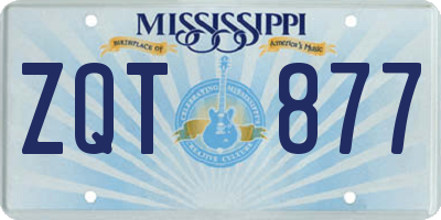 MS license plate ZQT877