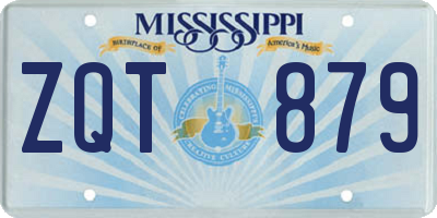 MS license plate ZQT879