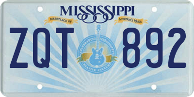 MS license plate ZQT892