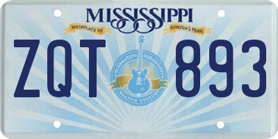 MS license plate ZQT893