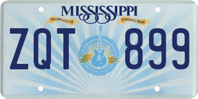 MS license plate ZQT899