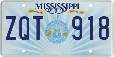 MS license plate ZQT918
