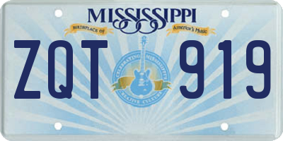 MS license plate ZQT919