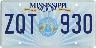MS license plate ZQT930